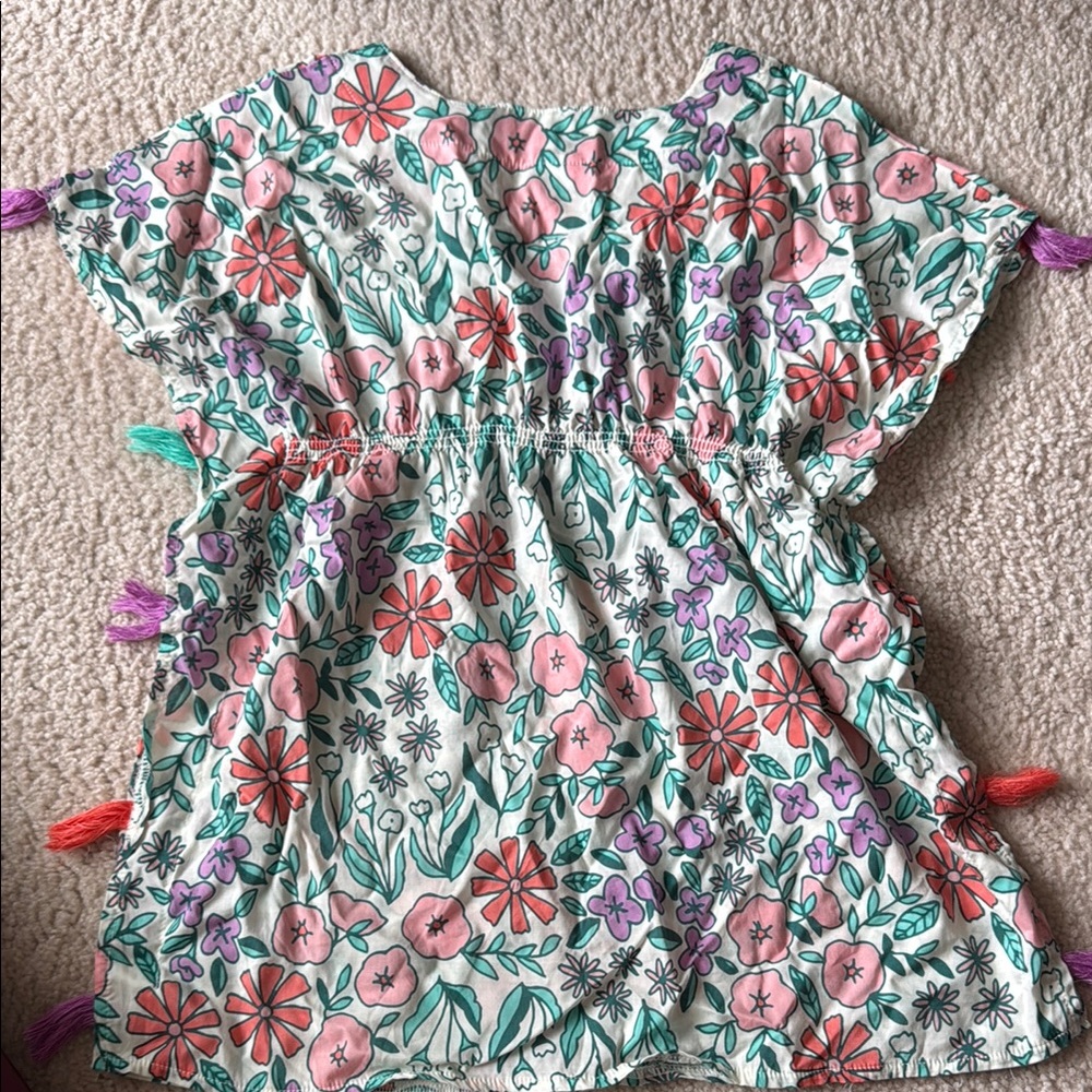 Cat & Jack Girls Floral Swim Cover Up with Tassels, size 6/6x - Picture 7 of 7